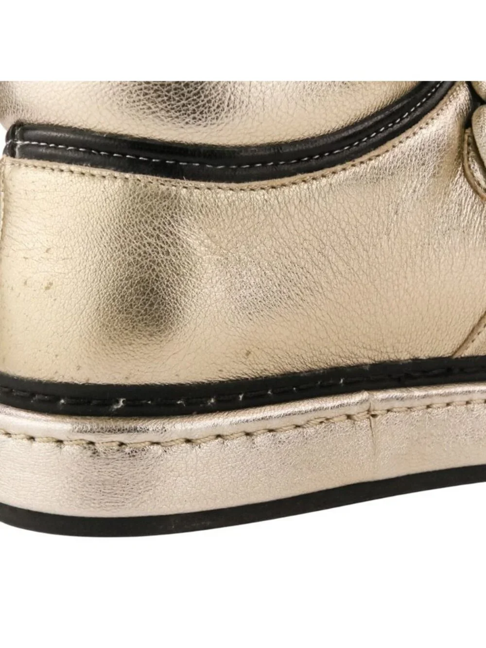 Chanel Camellia Faux Pearl CC Logo High Top Sneakers Gold Colored